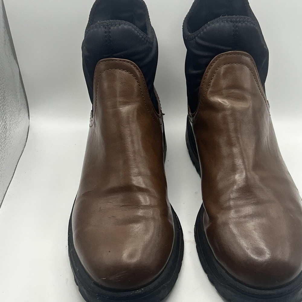 Circus by Sam Edelman Brown Leather Wedge Chelsea Boots Women's Size 8